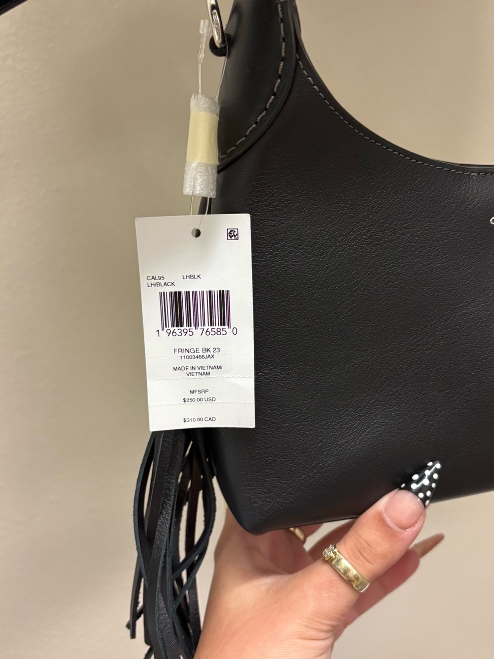 Coach Small Brooklyn Black Leather Shoulder Bag with Fringe - Picture 4 of 6